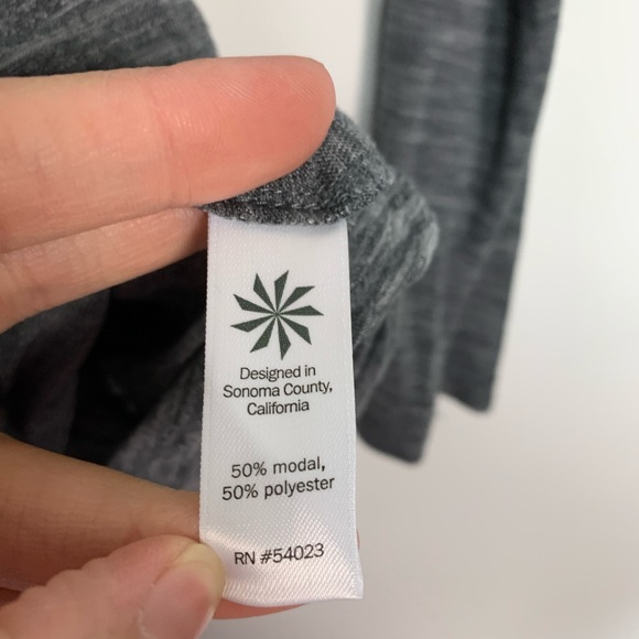 Athleta Long Sleeve Faux Wrap Bubble Hem Top Gray - Picture 4 of 4